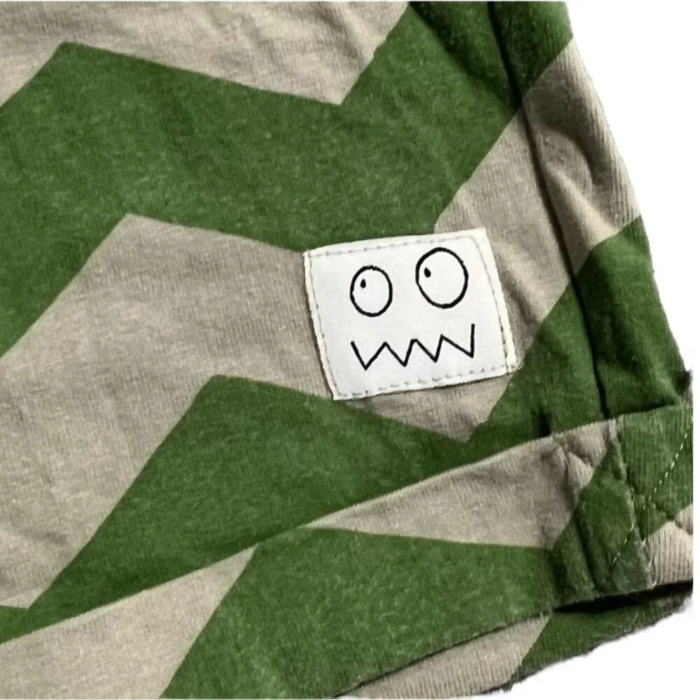 Indikidual 8/9Y Organic Green Chevron Zigzag Shorts